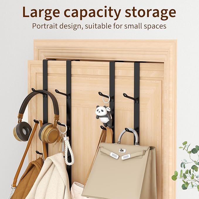 niffgaff Door Hooks Towel Hanger: Black Heavy Duty Over Door Coat Hanger for Bathroom，Bedroom，4 PCS,for 1.7'' Doors
