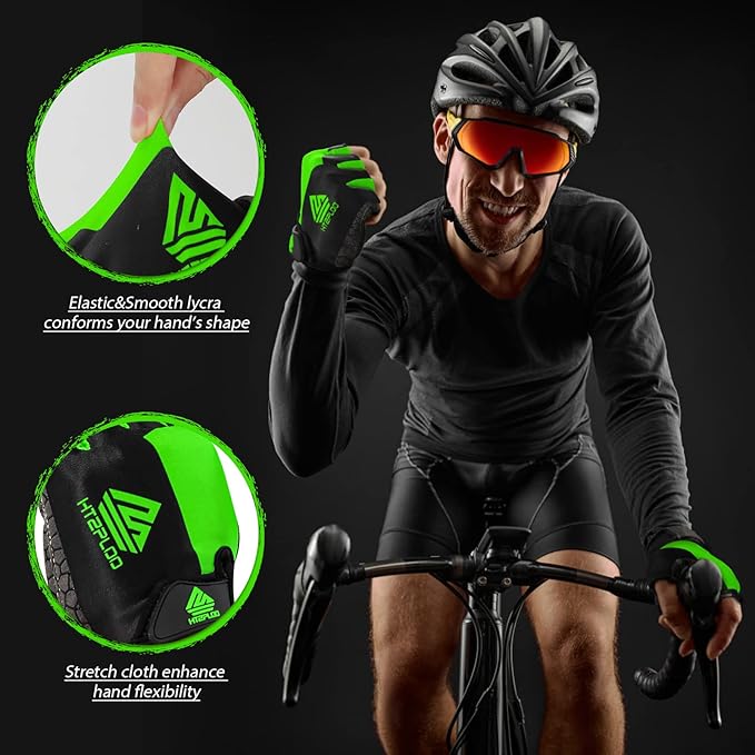 Bike Gloves for Men Women with Anti-Slip Shock-Absorbing Pad, Light Weight Half-Finger Cycling Gloves