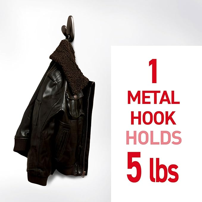 Command Medium Oil Rubbed Bronze Metal Hooks, 2 Hooks and 4 Strips, Damage-Free Wall Hook with Adhesive Strips, Forever Classic Hooks for Hanging Home Decor, Holds up to 3 lb
