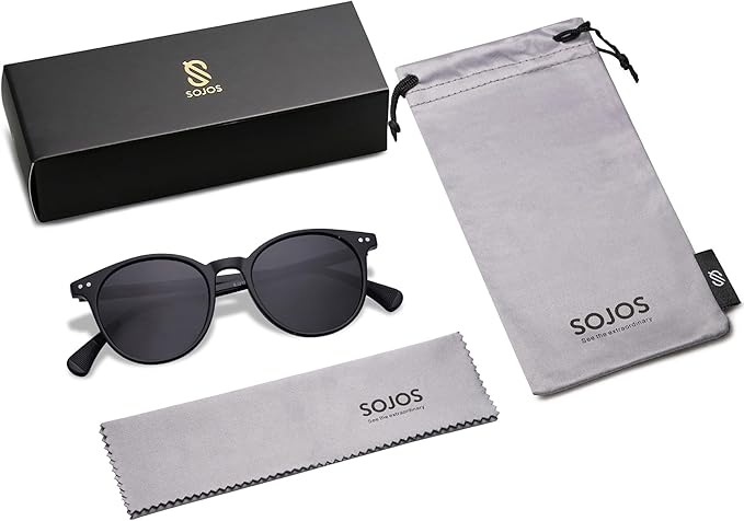 SOJOS 小さめ 丸型 クラシック 偏光サングラス レディース メンズ ヴィンテージスタイル UV400レンズ MAY SJ2113