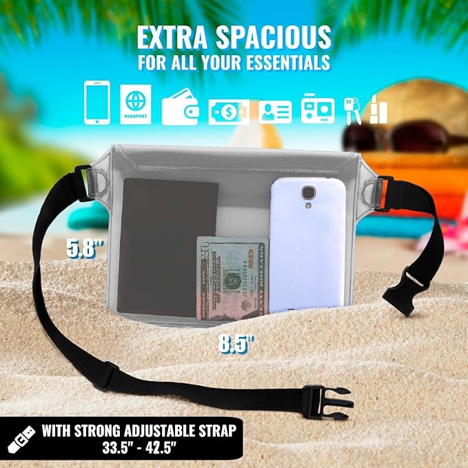 AiRunTech 防水ファニーパック、パスポート財布ポーチ用スマホ防水ケース、旅行・ビーチ・水泳・カヤック・ボート・クルーズ用品用フローティング防水バッグ
