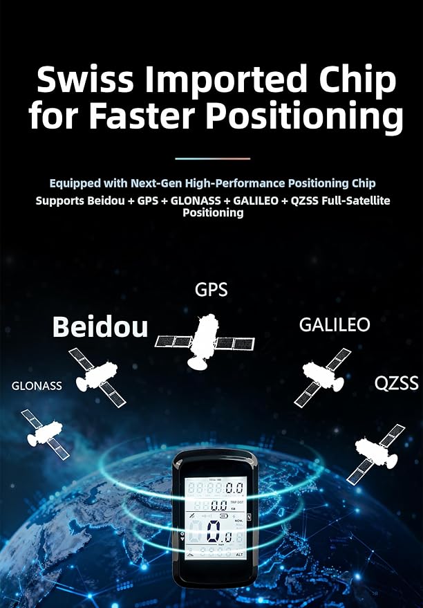 Bike Computer GPS Bicycle Speedometer Odometer with Automatic Backlight Waterproof and Long Battery Life