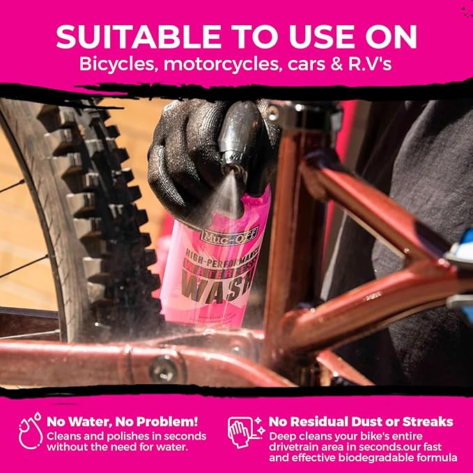 Muc-Off Waterless Wash & Dry Bike Chain Lube Bundle | 750ml High-Performance Bike Cleaner Spray + 120ml Wax-Based Chain Lube | No Rinse Bike Wash + Dry Weather Lubrication
