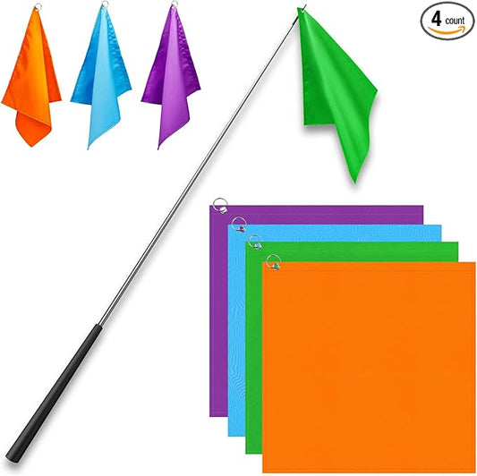 Equestrian Training Flag 4 Pieces Equestrian Training Equipment Nylon Flag with Flagpole