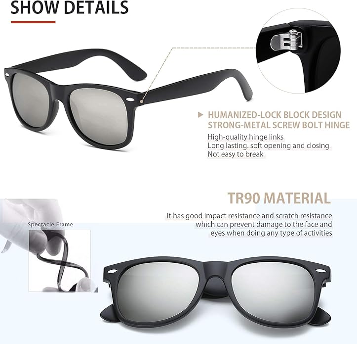 FEIDUSUN Sunglasses Men Polarized Sunglasses for Mens and Womens,Black Retro Sun Glasses Driving Fishing UV Protection