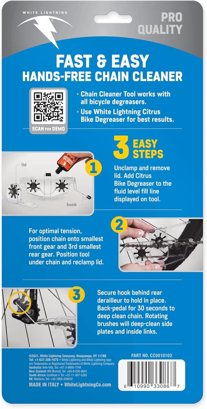 White Lightning BICYCLE CHAIN CLEANER KIT | DEEP CLEANS Bike Care Degreaser, 2.0 ounces
