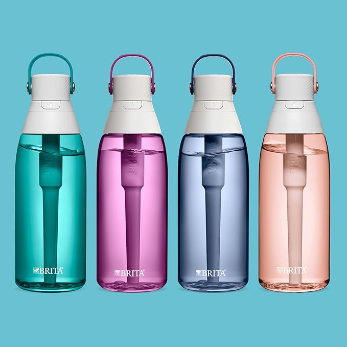 Brita ハードサイド プラスチック プレミアム フィルター付きウォーターボトル、BPAフリー、再利用可能、ペットボトル300本分の代わり、フィルター寿命2ヶ月または40ガロン、フィルター1個付属、オーキッド - 36オンス