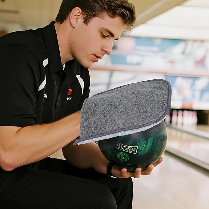Bowling Towel Shammy Pad, Wearable Bowling Ball Towel Glove, Dual-Sided Microfiber Bowling Rag for Easy, Gentle, Deep Cleaning - Bowling Accessories for Men Women