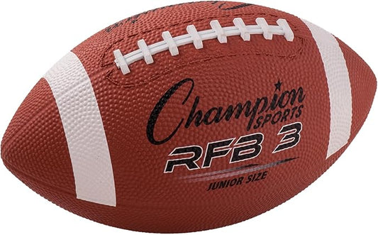 Champion Sports Rubber Football – Durable All-Weather Football with Enhanced Grip - Backyard Play & Training – Pee Wee to Official Sizes