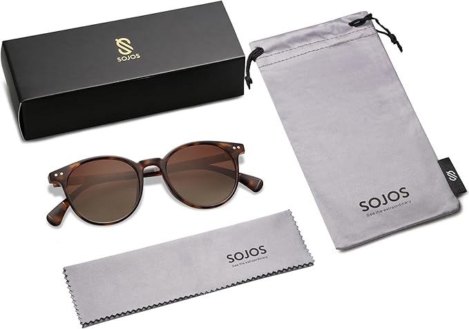 SOJOS 小さめ 丸型 クラシック 偏光サングラス レディース メンズ ヴィンテージスタイル UV400レンズ MAY SJ2113