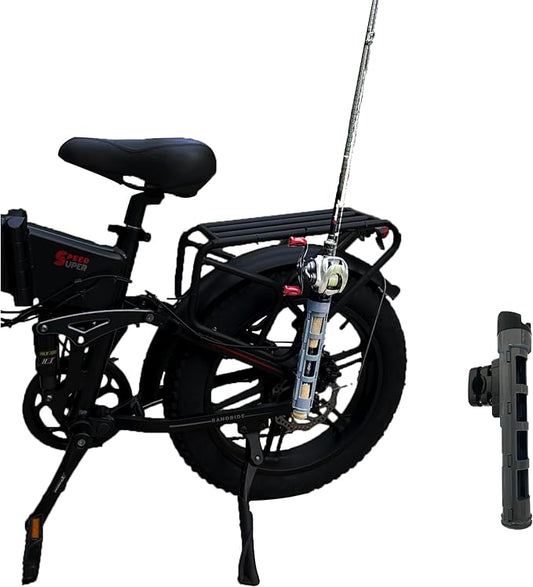 Bike Fishing Rod Holder, Fishing Rod Holder for Bike , E-Bike Fishing Rod Holder, Easy to Install for Bicycles, E-Bikes, Motorcycles, Boats and ATVS, Gray