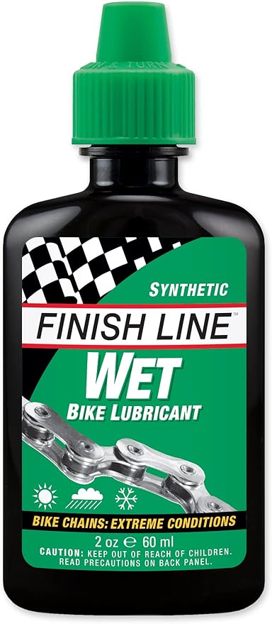 Finish Line Wet Bicycle Chain Lube – Long-Lasting Wet Style Lubricant for Road, Mountain, and Gravel Bikes – Reduces Friction and Repels Water – 2oz Drip Bottle