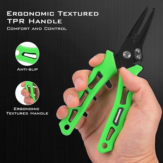 KastKing Cutthroat 7インチ スプリットリングプライヤー、420ステンレス製、海水対応、タングステンカーバイドカッター搭載