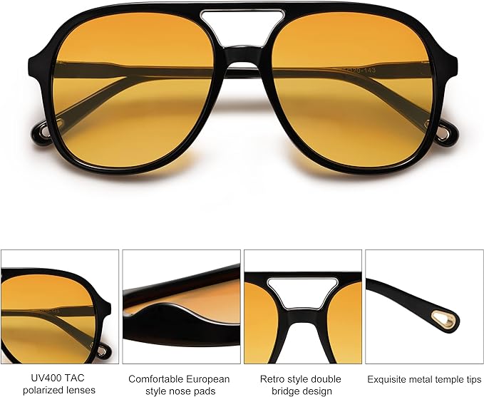 SOJOS Retro Polarized Aviator Sunglasses Womens Mens Classic 70s 80s Vintage Trendy Square Aviators SJ2174