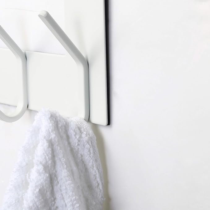 SKOLOO Over The Door Hook - for Doors up to 1-3/4'' Thickness, White, No Assembly Required, Stainless Steel, Door Coat Rack for Entryway & Bathroom Hanging Coats, Backpack, Robes, Towels