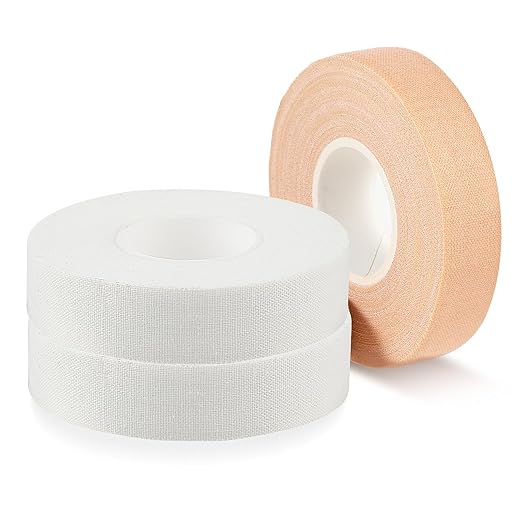 COMNICO Finger Tape, White Extra Strong 0.6-Inch x 32-feet Athletic Tape for Fingers Feet Sweat Volleyball Finger Tape for Outdoor Sports Climbing Football (White Skin Color, 3 Pcs)