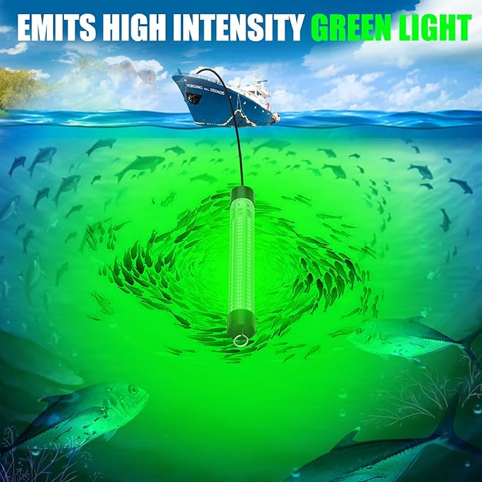 Underwater Fishing Light Compatible for Milwaukee 18V Battery，LED Green Light for 60W IP68 6000 Lumens Fish Attracting, Night Fishing for Docks Boats or Kayaks(no Battery)
