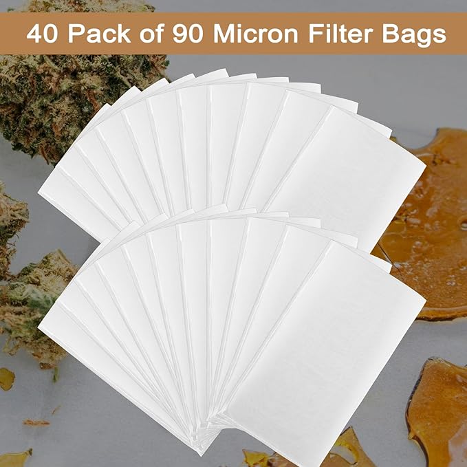 90 Micron Food Grade Nylon Tea Filter Bags 2.5"x4.5" Pressable Rosin, Filter Tea 40 Pack