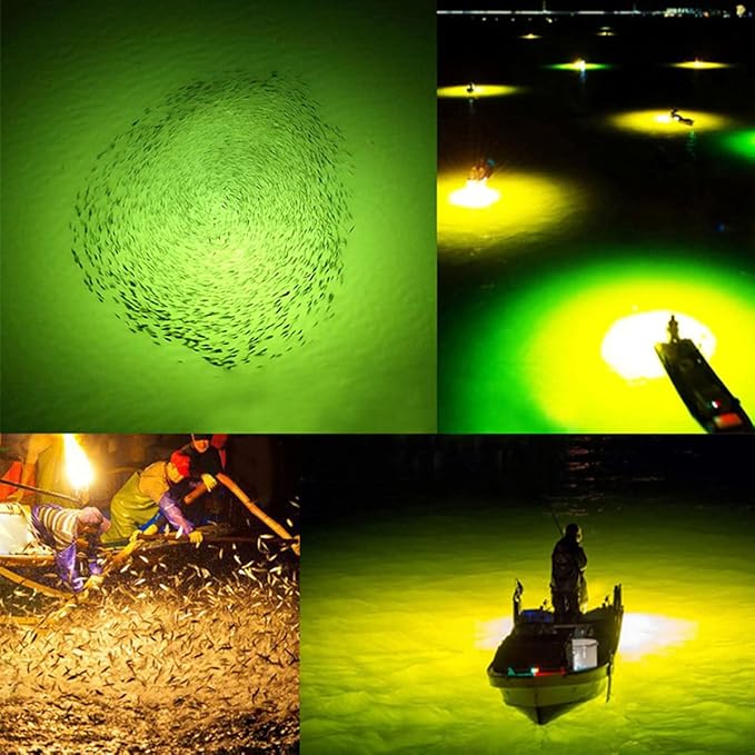 LED Deep Sea Fishing Lights Boat Dock Green Underwater Fishing Light Waterproof Fishing Light Attractive Light Bait Lure Lamp