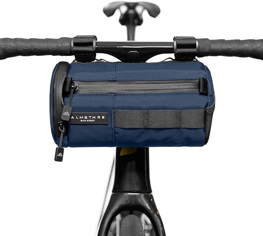 ALMSTHRE Signature Bar Bag – Cosmic Blue | Hard-Shell Bike Handlebar Bag with Waterproof Zippers & Adjustable Straps | Lightweight Bicycle Handlebar Bag, Compatible with Road, Gravel & MTB Bikes