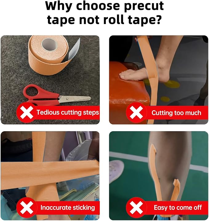 IEADEN Precut Kinesiology Tape for Knees, 10 Strips - Knee Support & Stability, Knee Pain Relief Athletic Tape - Waterproof & Elastic, Breathable Hypoallergenic Latex-Free Tape, Beige