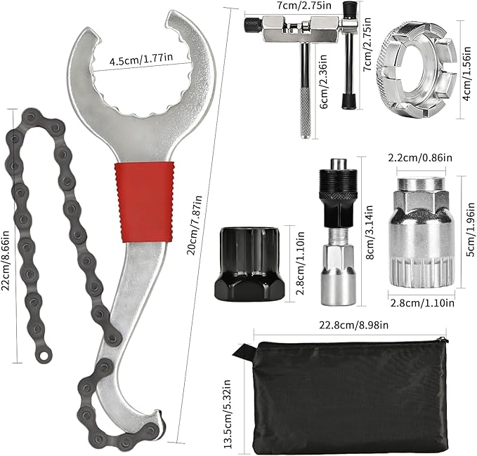 Bike Tool Kit, Professional Bike Repair Tools for Mountain Bike with 3-in-1 Cassette Remover Wrench Crank Puller Extractor Bottom Bracket Freewheel Remover Chain Breaker