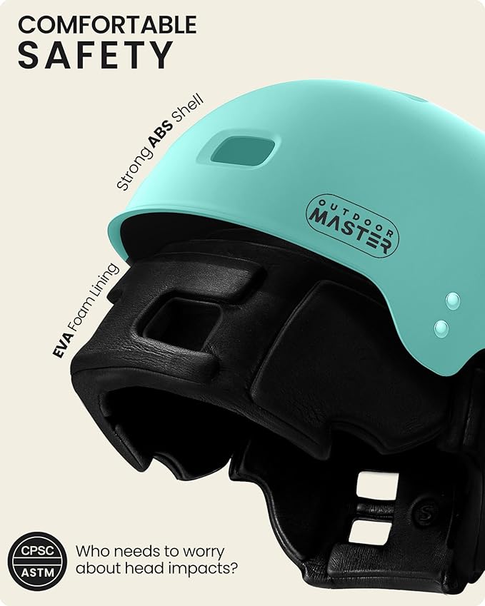 OutdoorMaster Kayak Helmet, Wakeboard Helmet Whitewater Helmet Men Women, Water Helmet with Ear Pads, Surf Helmet 12 Vents Dial Fit Adjustment Longboard Helmet, Perfect for Kayaking, Boating