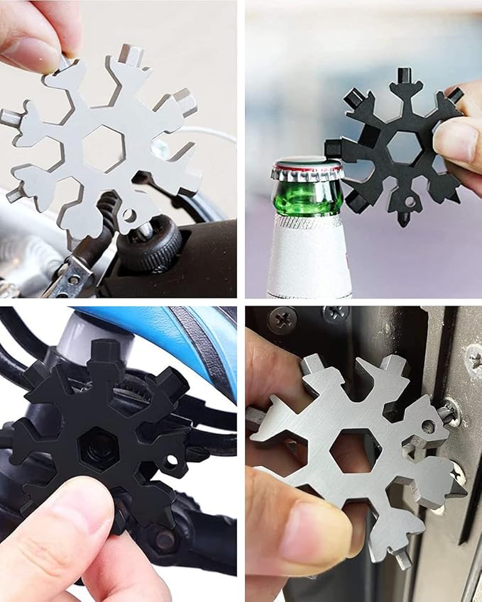 Stocking Stuffers for Adults Men, 2 Pack 18 in 1 Snowflake Multitool, Christmas Gifts for Adults, White Elephant Gifts for Men Who Have Everything,Tool Gift for Him Women Husband Boys