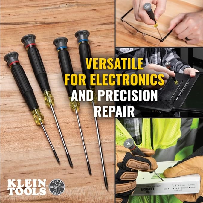 Klein Tools 85615 精密ミニドライバーセット、プラス・マイナス4点セット、電子機器、小型家電、ターミナルブロックに最適