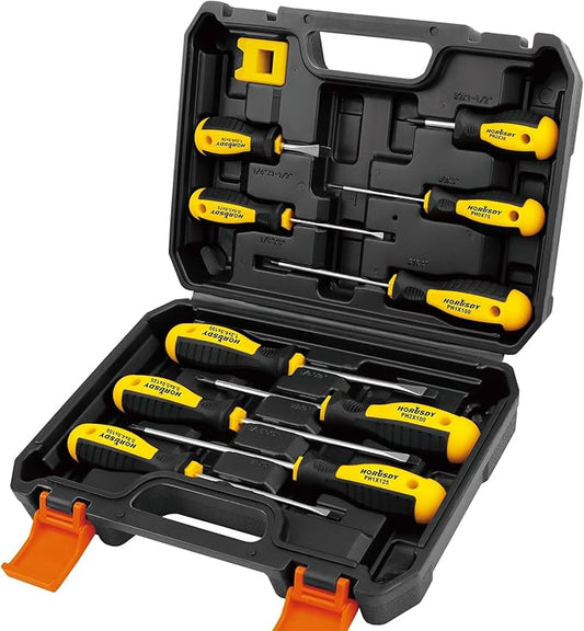 HORUSDY 11-piece Magnetic Screwdriver Set with Case, 5 Phillips & 5 Flat Head Tips with Magnetizer demagnetizer Precision Screwdriver Set