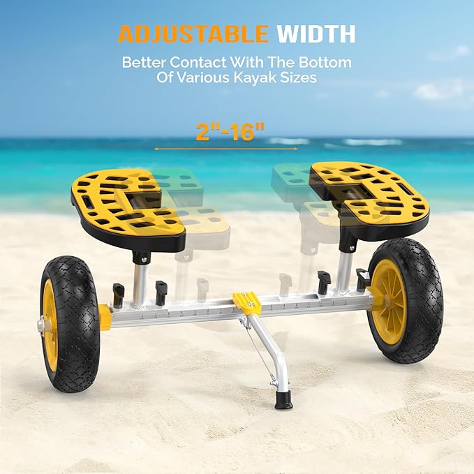 Bonnlo Kayak Cart with10-Inch Kayak Wheels, Canoe Trolley Cart with Adjustable Straps, No Tools Required for Easy Assembly All-Terrain for Kayaks, Canoes, Paddleboards