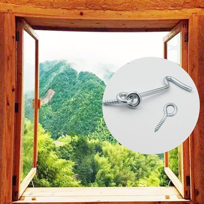 8 Pcs 2.5 inches Cabin Hook Eye Latch Gate Door Swivel Window Door Hook with Mounting Screws (Silver, 2.5 inches)