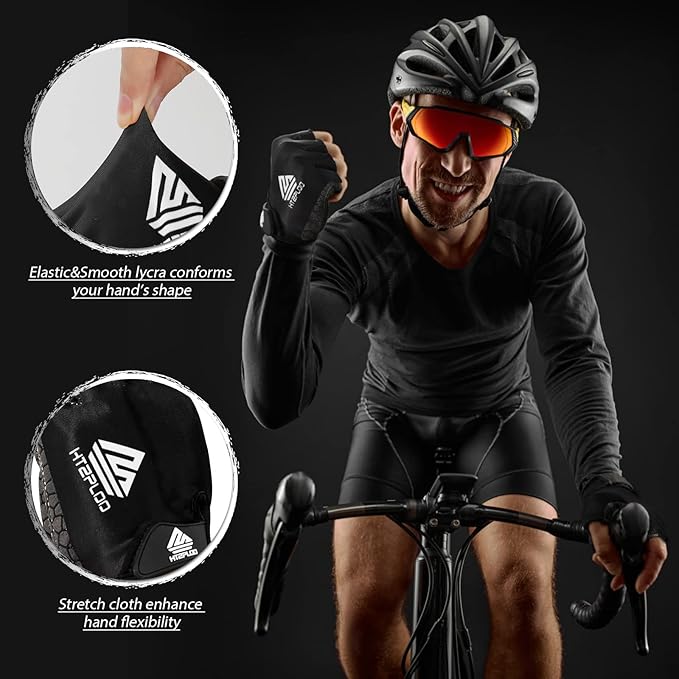 Bike Gloves for Men Women with Anti-Slip Shock-Absorbing Pad, Light Weight Half-Finger Cycling Gloves