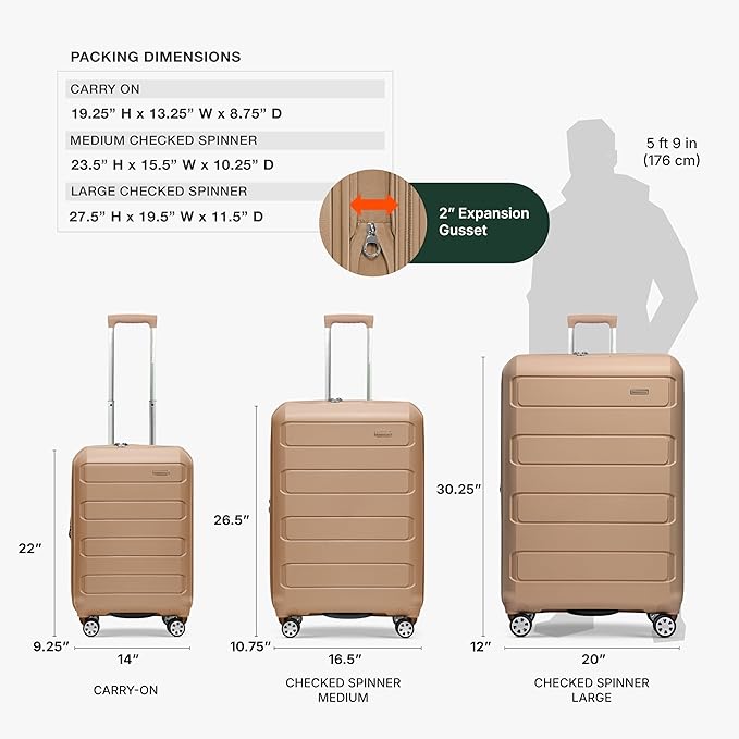 Traveler's Choice Pagosa ハードシェル 拡張可能荷物 スピナーホイール付き、ラテベージュ、30インチ 大型