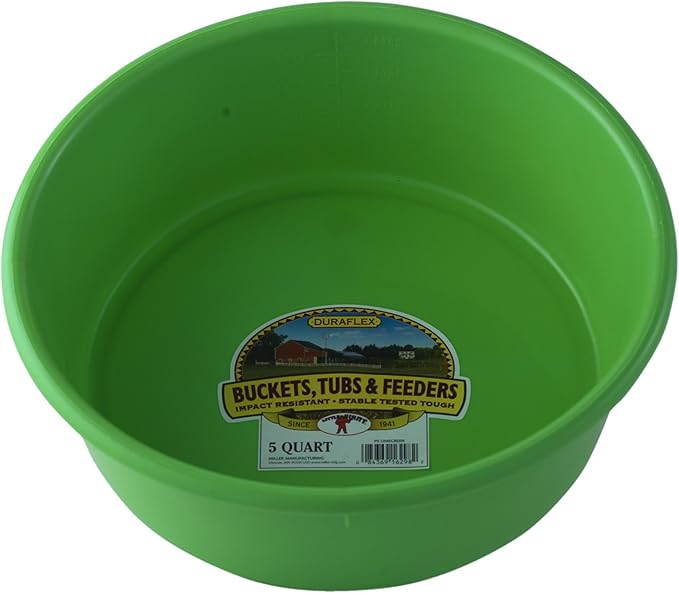 Little Giant® Plastic Utility Pan | Feed Pan | Durable & Versatile Livestock Feeding Bucket | Made in USA | 5 Quart | Lime Green
