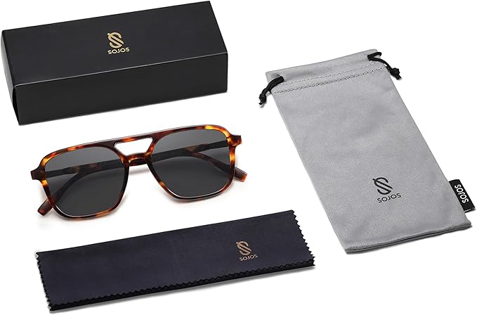 SOJOS Retro Aviator Sunglasses for Women Men,Trendy Rectangle Womens Mens Shades Sun Glasses SJ2202