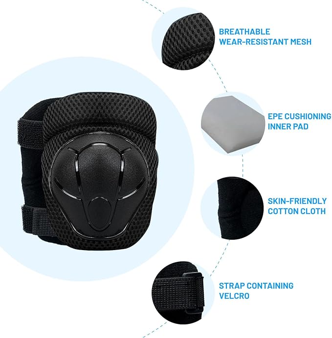 Knee Pads Elbow Pads Wrist Guards Set for Kids,Upgraded Protective Gear for Toddle 4-12 Boys or Girls Children Roller Skating Scooter Skateboarding Bike Roller Blade