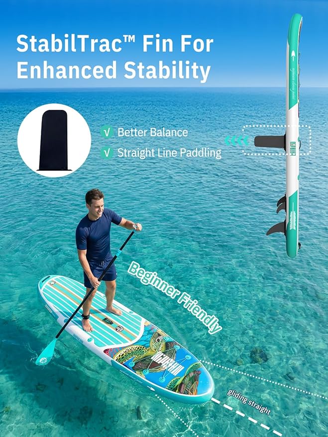 Niphean Inflatable Stand Up Paddle Board with SUP Accessories, Anti-Slip EVA Deck, 10’6’’ Inflatable Paddle Boards for Adults & Youth of All Skill Levels
