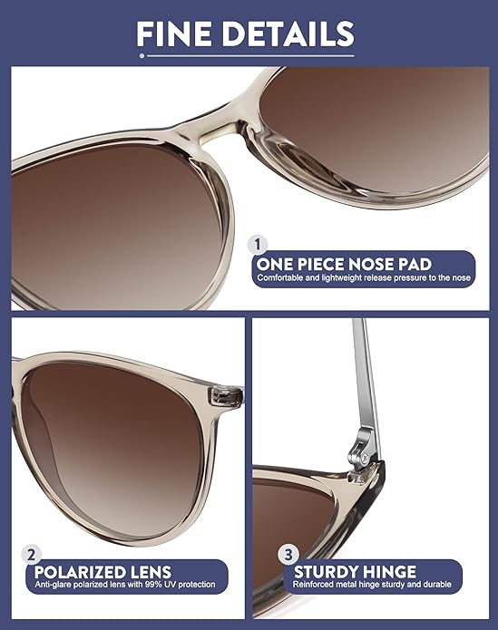 WOWSUN Retro Polarized Sunglasses Womens 2026 Trendy Round Classic Glasses