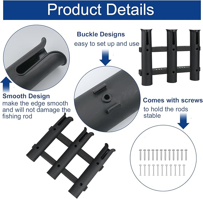 Fishing Rod Holders Boat Rod Holders with Screws Plastic Tube Pole Holders Bracket for Boat Kayak Garage Cooler Trailer Portable
