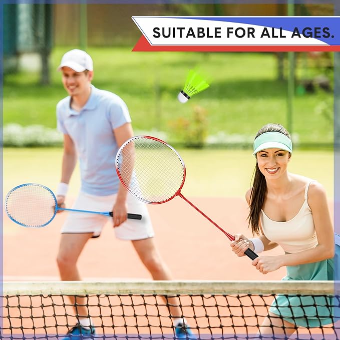12 Pack Badminton Rackets Set Including Badminton Racquets, Nylon Shuttlecocks and Carry Bag for Outdoor Backyard Games Beginners