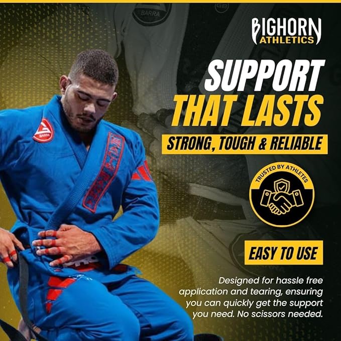 Bighorn Athletics Jiu Jitsu Finger Tape | Residue-Free Athletic Finger Tape for Sports & Injuries: Rock Climbing, Volleyball, Football, Basketball, Hands & Toes | 0.3-Inch x 45-feet, 8-Rolls, Red