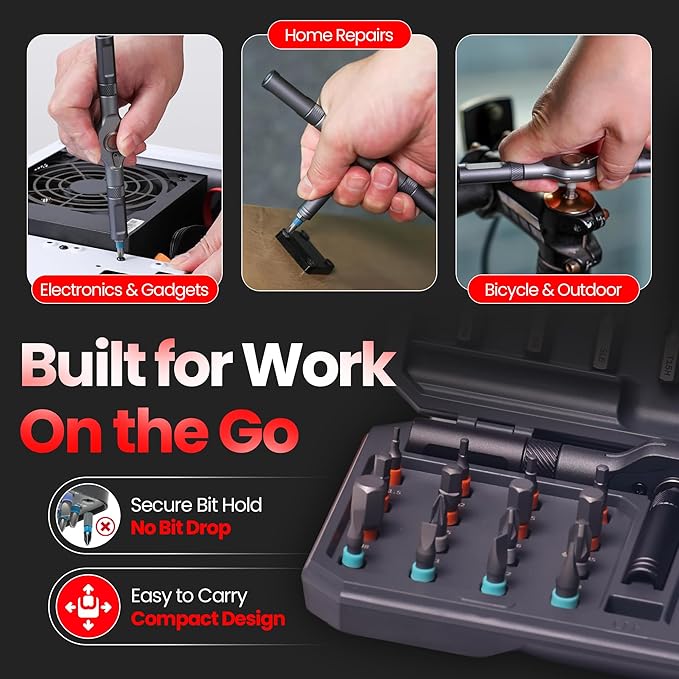 42 in 1 Magnetic Screwdriver Set, Magnetic Ratchet Screwdriver Set with Multi-Bit Ratcheting Handle & Bit Magnetizer, Compact Repair Tool Kit with Storage Case for Furniture, Computer, Bicycle and DIY