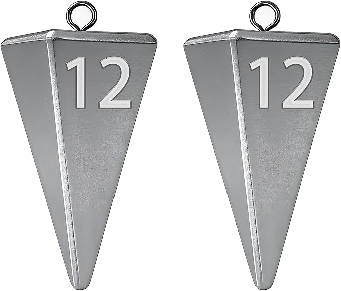 Pyramid Sinkers Fishing Weights, Saltwater Fishing Sinkers for Surf Fishing Gear Tackle - 1oz, 2oz, 3oz