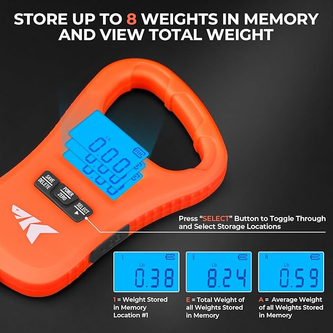 KastKing ToughTide Fishing Scale, USB Charging, 65lb Capacity, Ultra-Thin Digital Fish Scale, LCD Display, Ergonomic Handle, Fish Scales Digital Weight, Fishing Accessories for Men