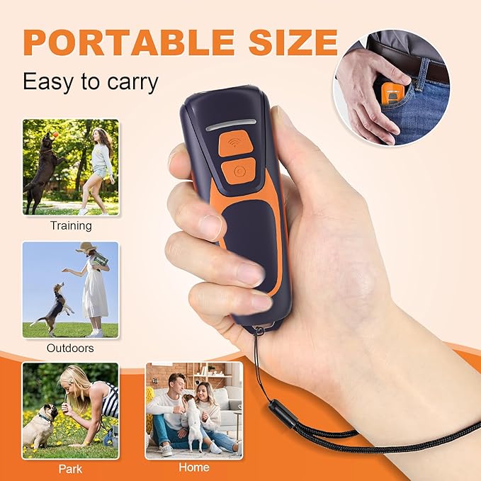 Dog Bark Deterrent Devices, Ultrasonic Anti Barking Device for Dogs, Up to 50FT Long Range Rechargeable Bark Control Safe for Dogs & Human Portable Indoor Outdoor (B0GTY9VT33, Black)