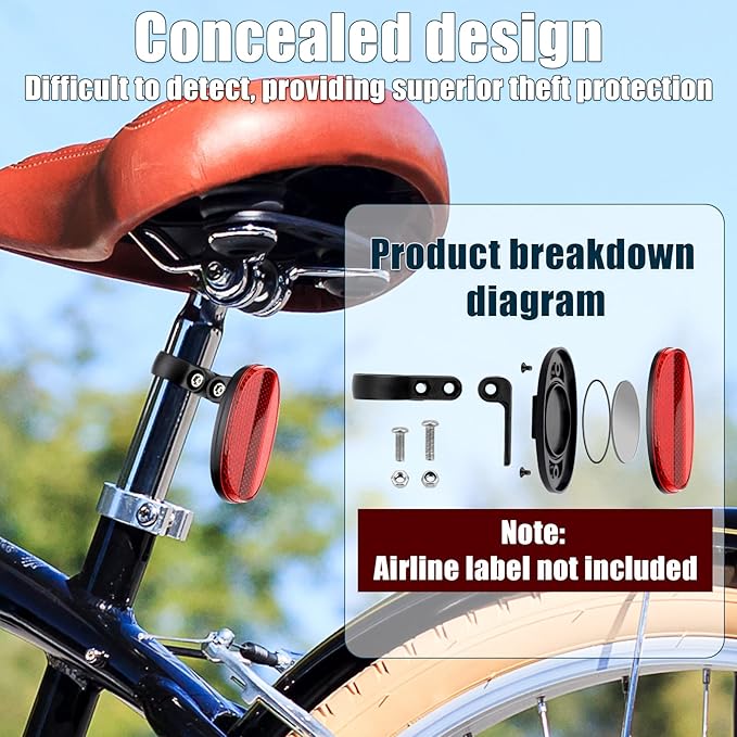 Gosknor Bicycle Mount Compatible with Airtag, Hidden Bike Reflectors Holder, GPS Tracker for Electric Bicycle, Mountain Bikes, Scooter