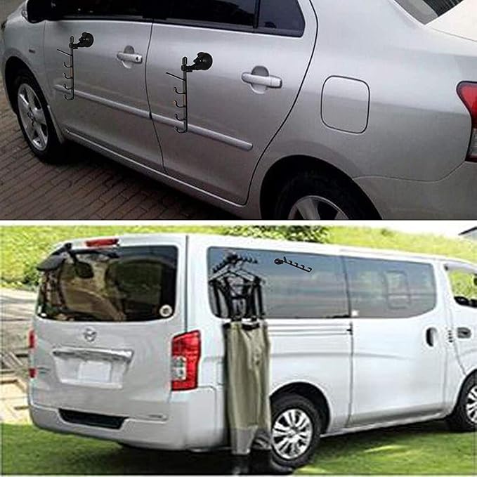 Adjustable Fishing Pole Rack & Holder - Vehicle & Boat Storage for Car, Truck, SUV & RV - Suction Cup Mounted - No Rods Included - 1 Pair
