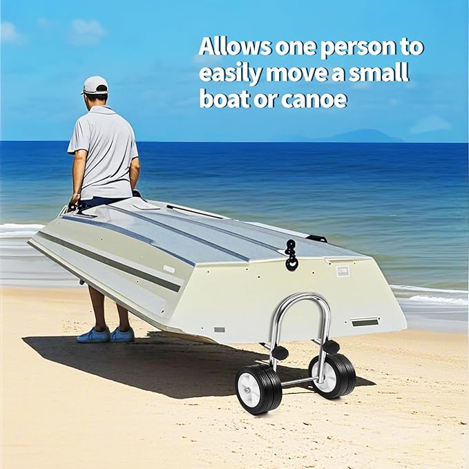 Boat Dolly Canoe and Fishing Boat, Heavy-Duty Chrome-Plated Steel Boat Carrier Cart with Dual Wheels, Adjustable Clamp(Fit Transoms up to 3" Thickness)