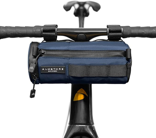 ALMSTHRE Compact Bar Bag – Cosmic Blue | Hard-Shell Bike Handlebar Bag with Waterproof Zipper & Adjustable Straps | Lightweight Bicycle Handlebar Bag, Compatible with Road, Gravel & MTB Bikes